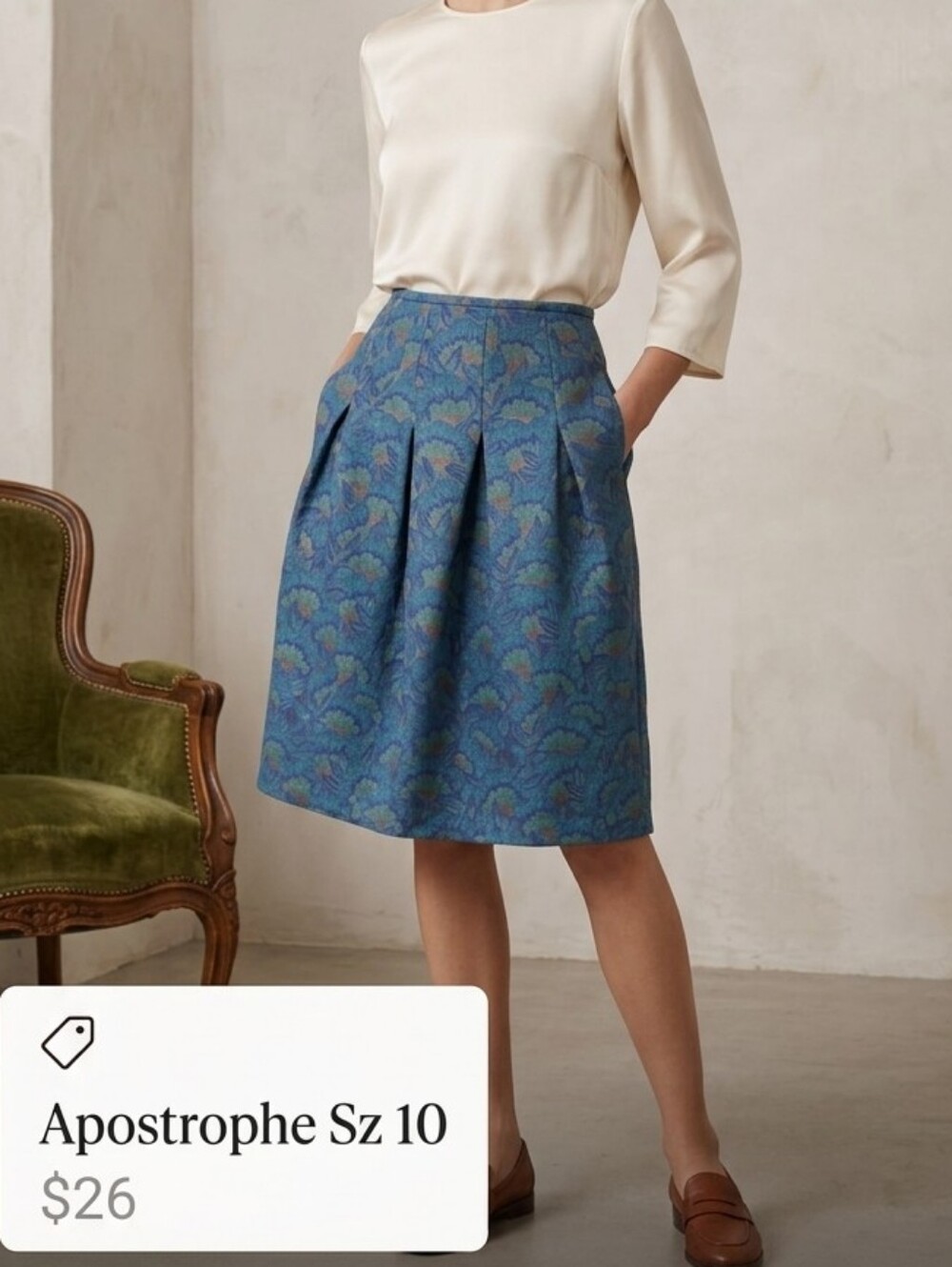 Apostrophe Sz 10 Feminine Colorful Dressy KNEE Length Skirt
